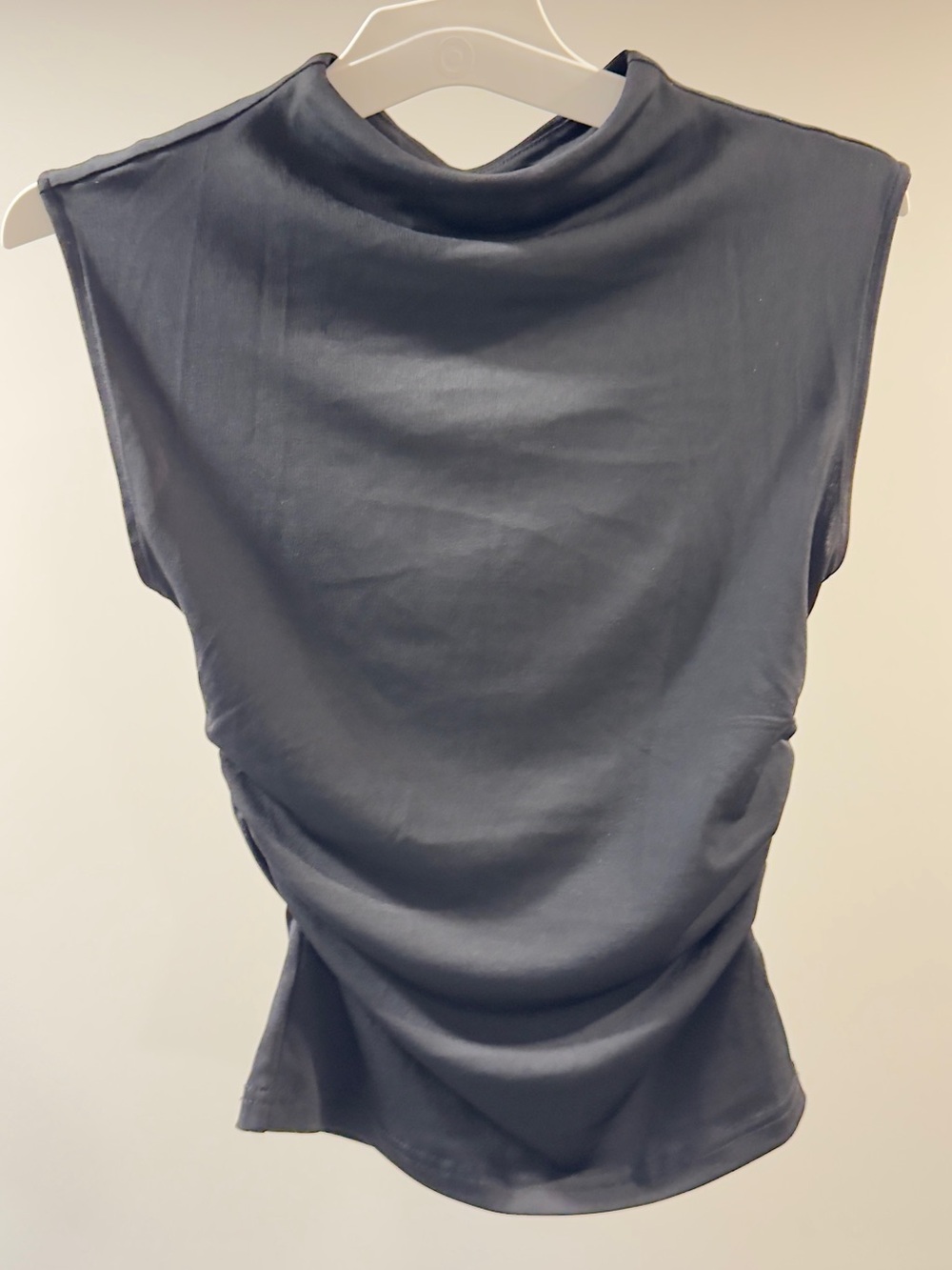 H&M Sleeveless Mock Neck Crop Top in Charcoal Gray